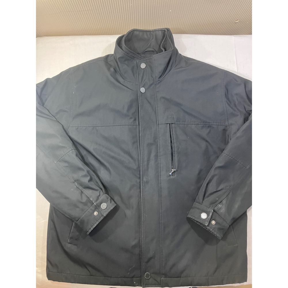 London Fog Mens Black Quilted Lined Full Zip‎ Jacket Size Large